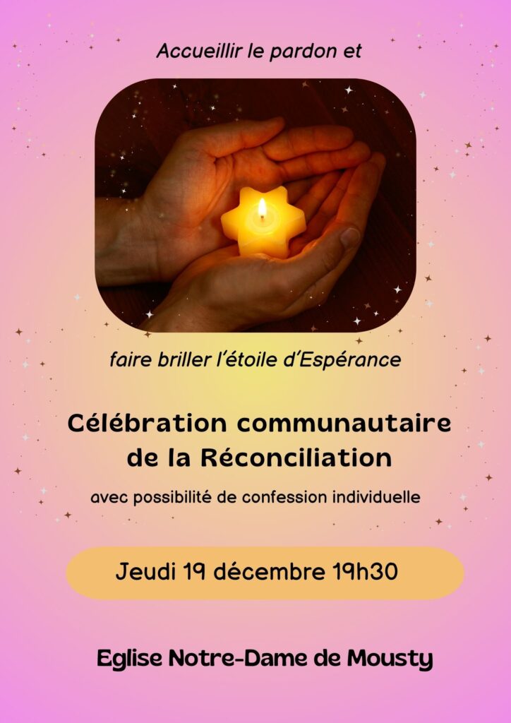 Affiche célébration réconciliation mains ouvertes